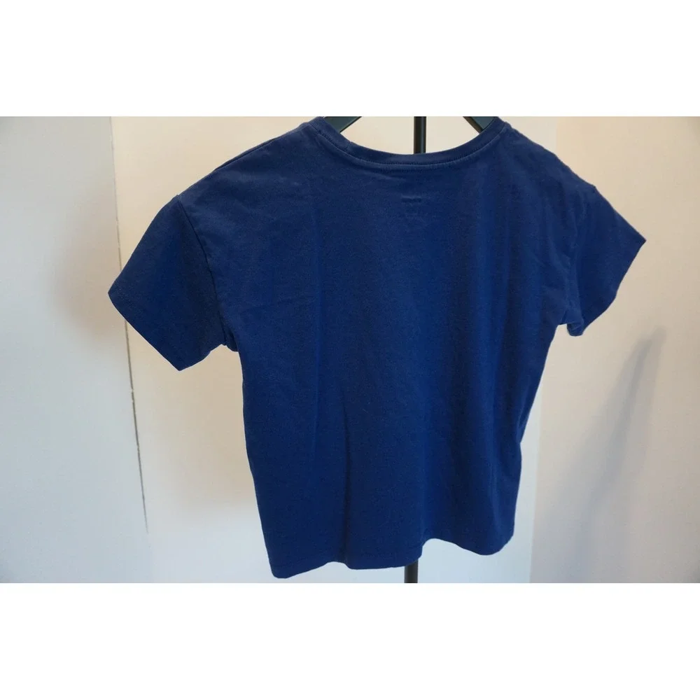 Gap Kids Girls Navy Blue Floral Heart Graphic T-Shirt Pink Puff Print L 10/12
